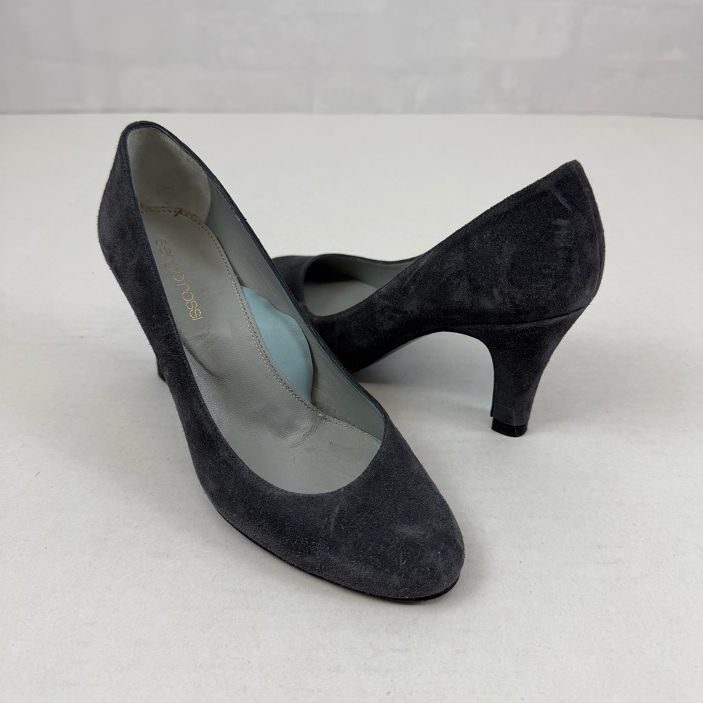 Sergio Rossi Black Suede Leather Sole Pumps Size 34.5 (US 4.5)